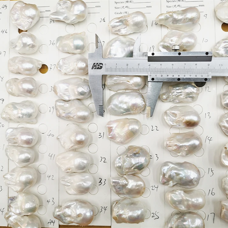 
Wholesale 30-40mm Long Big Nucleated Fireball Pearl Undrilled Natural Real Freshwater Baroque Pearl 