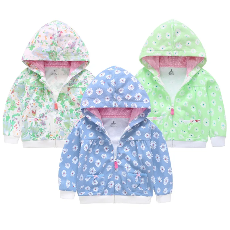 
Long Sleeve Baby Girls Candy-Color Floral Coat Baby Girl Zipper Hoodies Infant Cotton Tops Sweatshirts Zip Hoodie In Steel Grey 