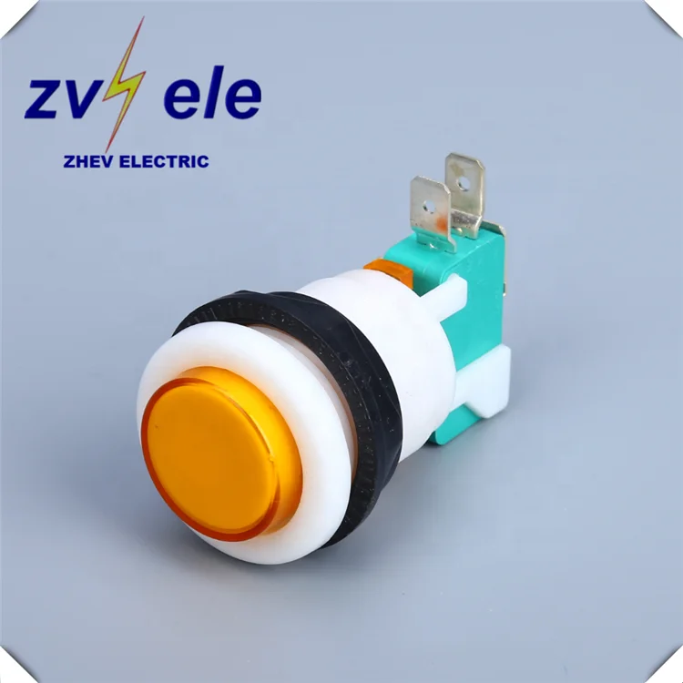 Round Button Arcade Green Micro Switch With White Body Switching