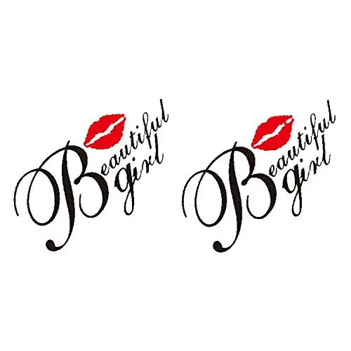 Beautiful Girl Red lip English Word Waterproof Temporary Tattoo Sticker