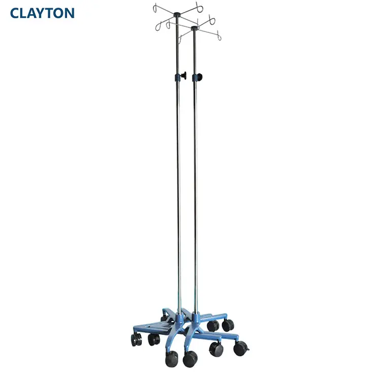 Hospital High Quality Medical Infusion Stand 4 Legs Stainless Steel Collapsible Save Space IV Pole IV Drip Stand