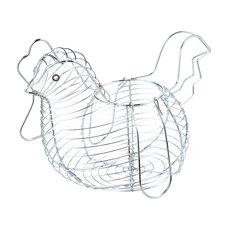 Красивая курица форма хромирующий металический провода фрукты подвесные корзины яйца держатель плетеная корзина для фруктов современный проволочная