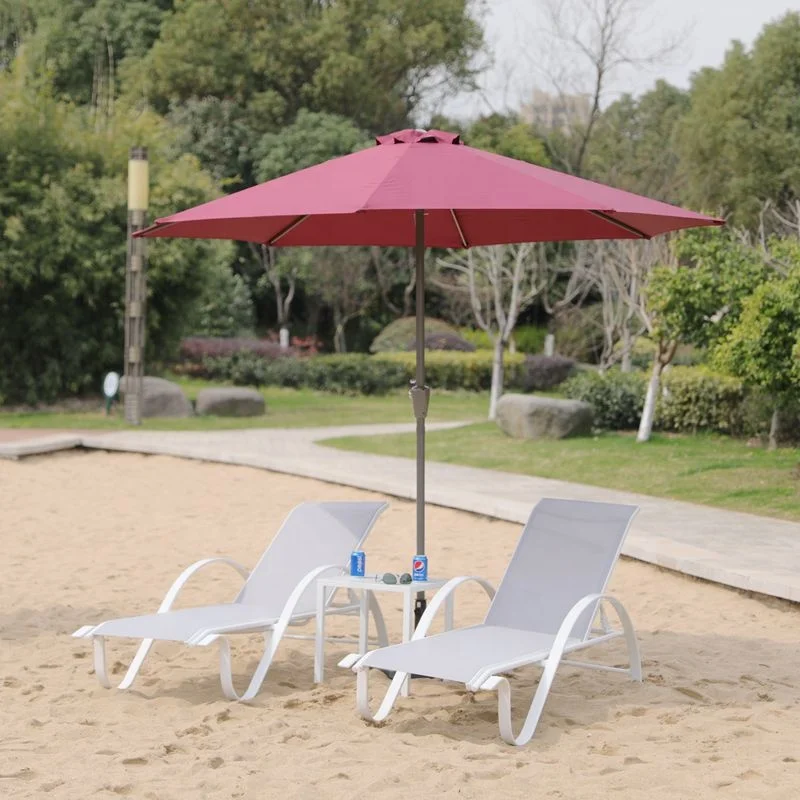 Aluminum Sun Lounge Chair Sun Bed loungers Beach Sunbed + Side Coffee Table With Parasol Umbrella Patio Outdoor Garden Set