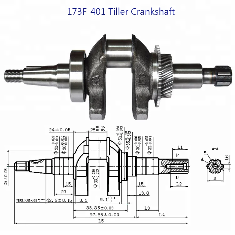 diesel engine 168F Rachis Crankshaft rachides use on Tiller Cultivators suit for kipor kama