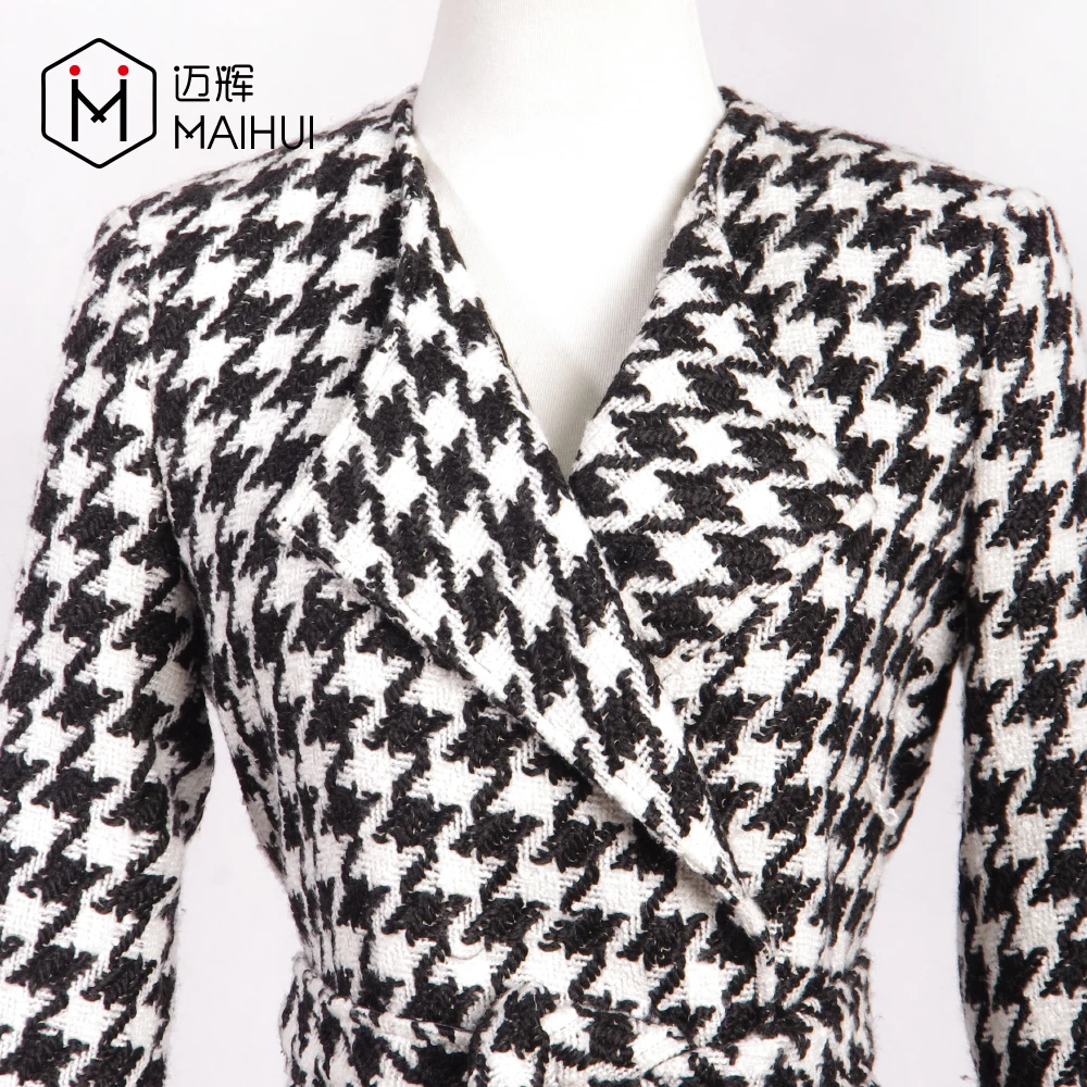 Clothes Women Lattice Wool Blend Trench Coat Women Wool Coats