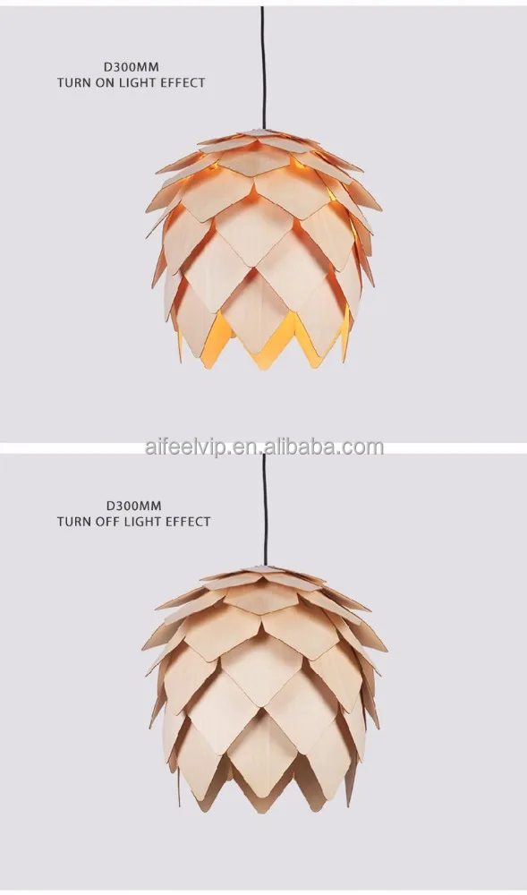 
Home decorative pine cone shape nature timber pendant light for living room or dining room 