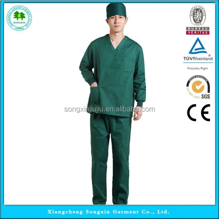 Long sleeves medical scrub suits in healthcare uniforms designs