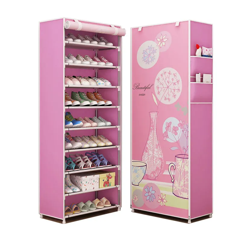shoes rack with fabric and metal frame portable cabinet stainless steel storage for home organizer 10 tiers