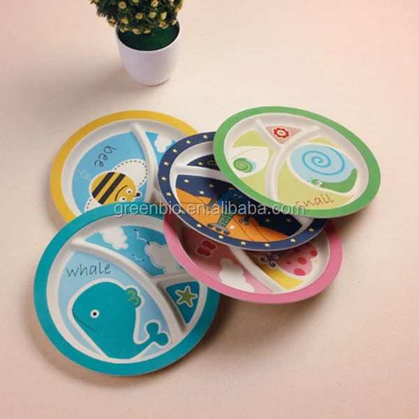 Лидер продаж 2017 Детская тарелка/столовая посуда из бамбукового волокна натурального цвета в форме клубники