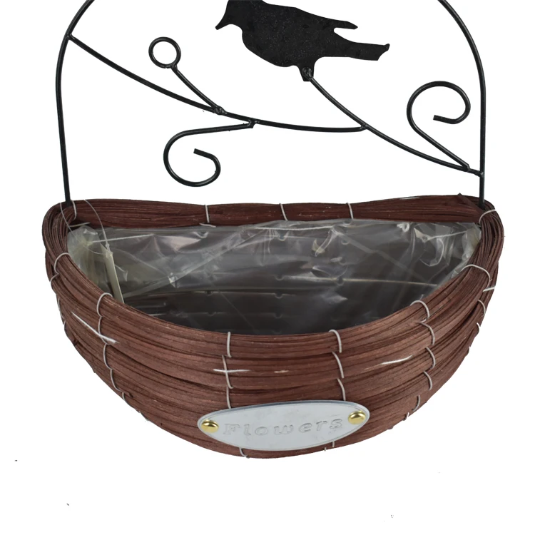 Новый дизайн ивовая декоративная комнатная подвесная корзина для цветов с ручкой