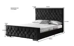 Diamond Upholstered Fabric Bed Frame Velvet Chenille Double Mink, Silver and Charcoal (Silver)