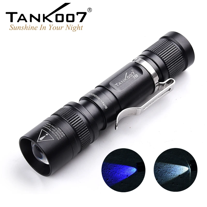 TANK007 Zoomable 365nm dual lights uv flashlight LED fluorescent agent detection white uv flash light blacklight torchlight