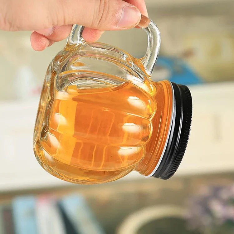 Pumpkin Shape Glass Mason Jars for Halloween, Drinking Glass Mason Jar