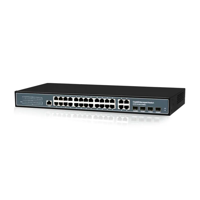 OEM 24 Port 10/100/1000Mbps Poe Switch+4 Combo RJ45 SFP Gigabit Fiber Slot