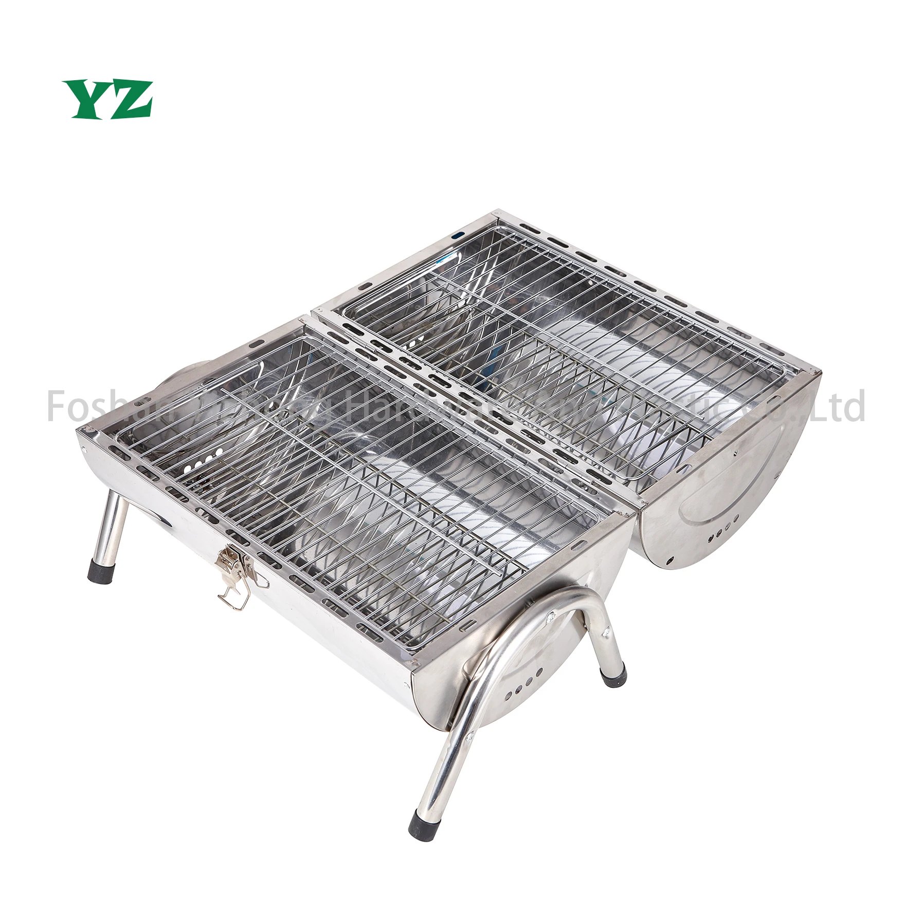 YZ портативный Настольный Кемпинг из нержавеющей стали с двойной чашей двойным цилиндром барбекю гриль для приготовления пищи на древесном
