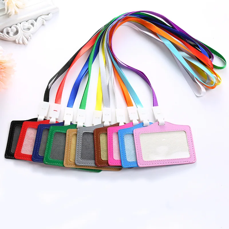 Free Sample Horizontal Vertical Pu Leather Name Card Holder Without Lanyard