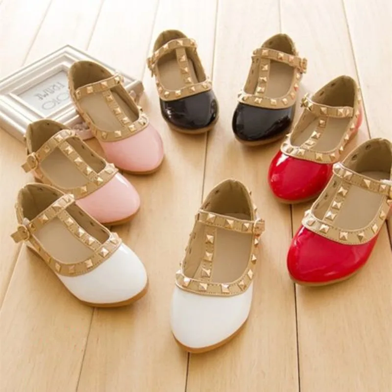 2016 New Baby Shoes Leather Fall Toddler Girls Boots Princess Girls Kids Sandals New Rivet Buckle