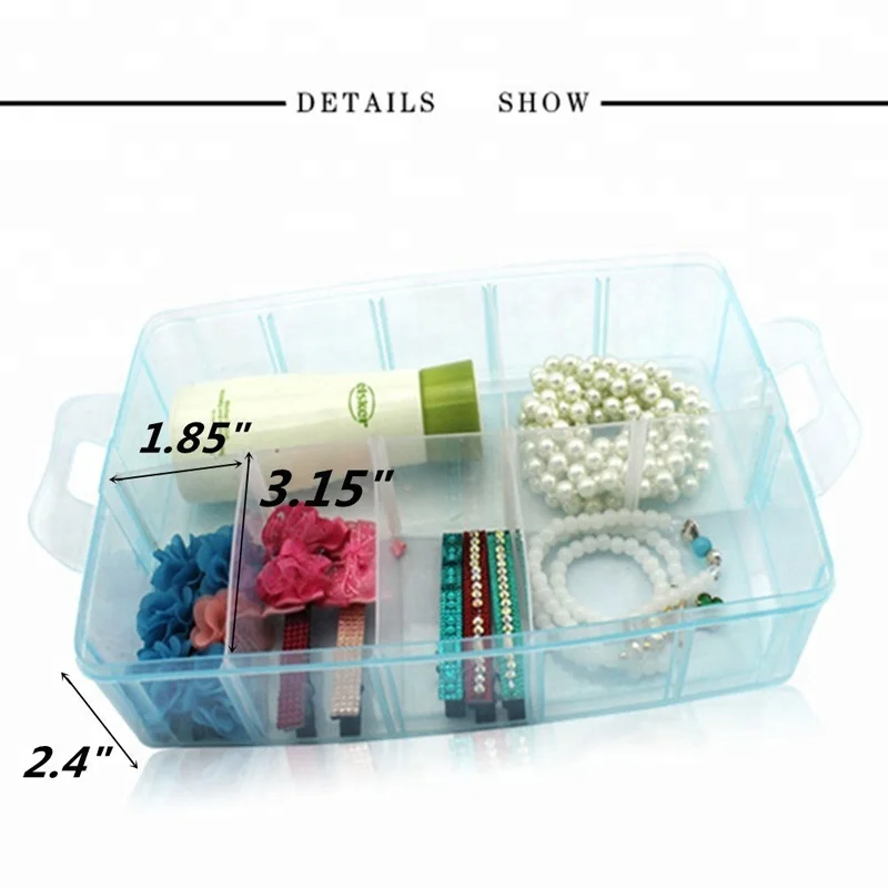 3-Tier Demountable Plastic Jewelry Box Organizer Storage Container With Adjustable Dividers 30