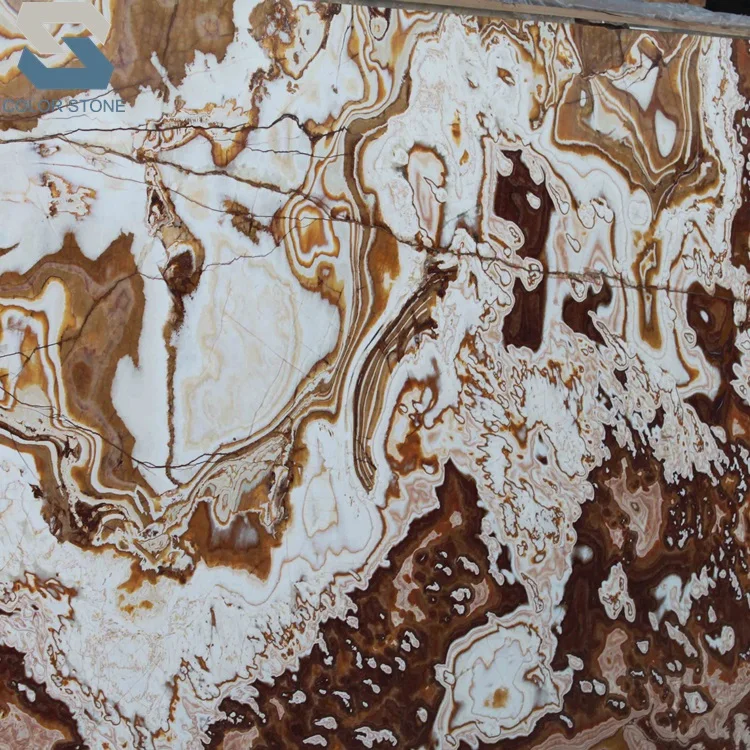 Cross cut Tiger onyx plate types of onyx marble slab