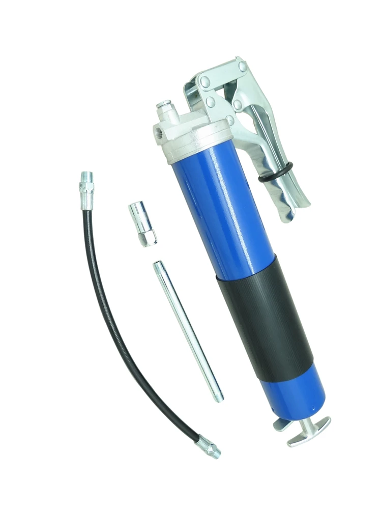 14oz 7000psi Utility 3-Way Loading American Type Pistol Grease Gun with Jaws Hydraulic Coupler and Extension Pipe