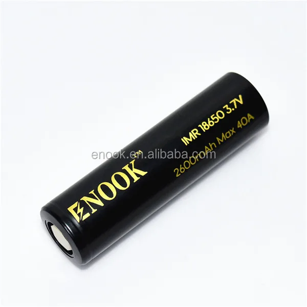 
New product China supplier of Enook 18650 2600mAh 40A 3.7V rechargeable li-mn battery for 3.7v nicd battery pack 