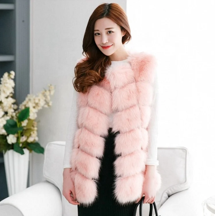 Hot Selling Lady Faux Fur Winter Vest Quality Soft Fox Fur Waist Coat