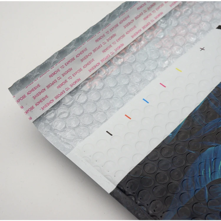 Printed Matte Black Colored Plastic Bubble Mailer Padded Bag