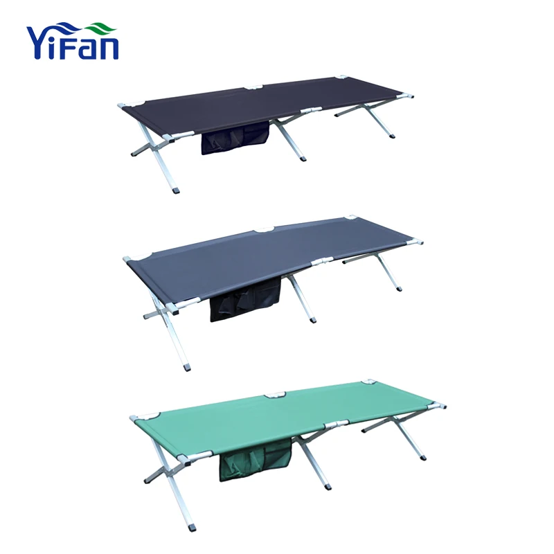 Single lightweight aluminum folding cot bed/military bed with durable carry bag