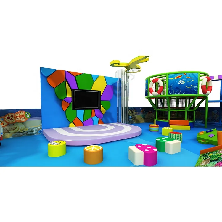 New Design World Plastic Slide Play Ball Pit Equipment Indoor Playground Ocean Theme Kids Soft Foam Climbing