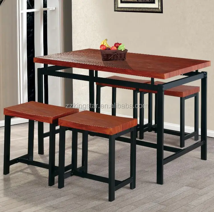 
Simple Modern MDF Table Top and Chair Seat Wooden Dining Table Set 