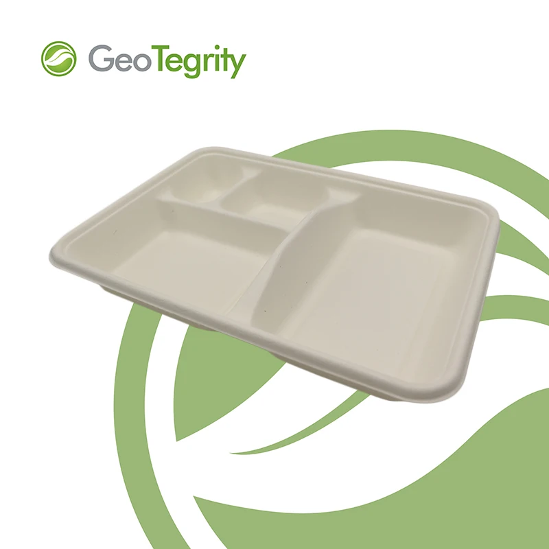 Лоток для завтрака с четырьмя отделениями, биоразлагаемый, экологически чистый лоток для сахарного тростника, школьный лоток