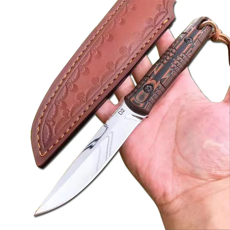 Moors hunter нержавеющая сталь D2 лезвие G10 Ручка для кемпинга небольшая прямая Сумка для охоты фрукты EDC инструмент нож для готовки