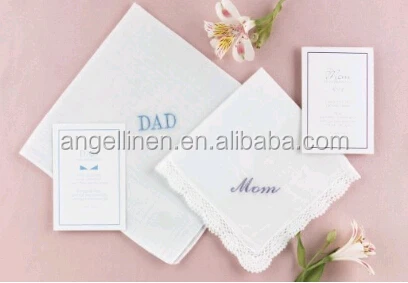 100% cotton handkerchief with lace hem or piping hem,white,wedding,wholesale