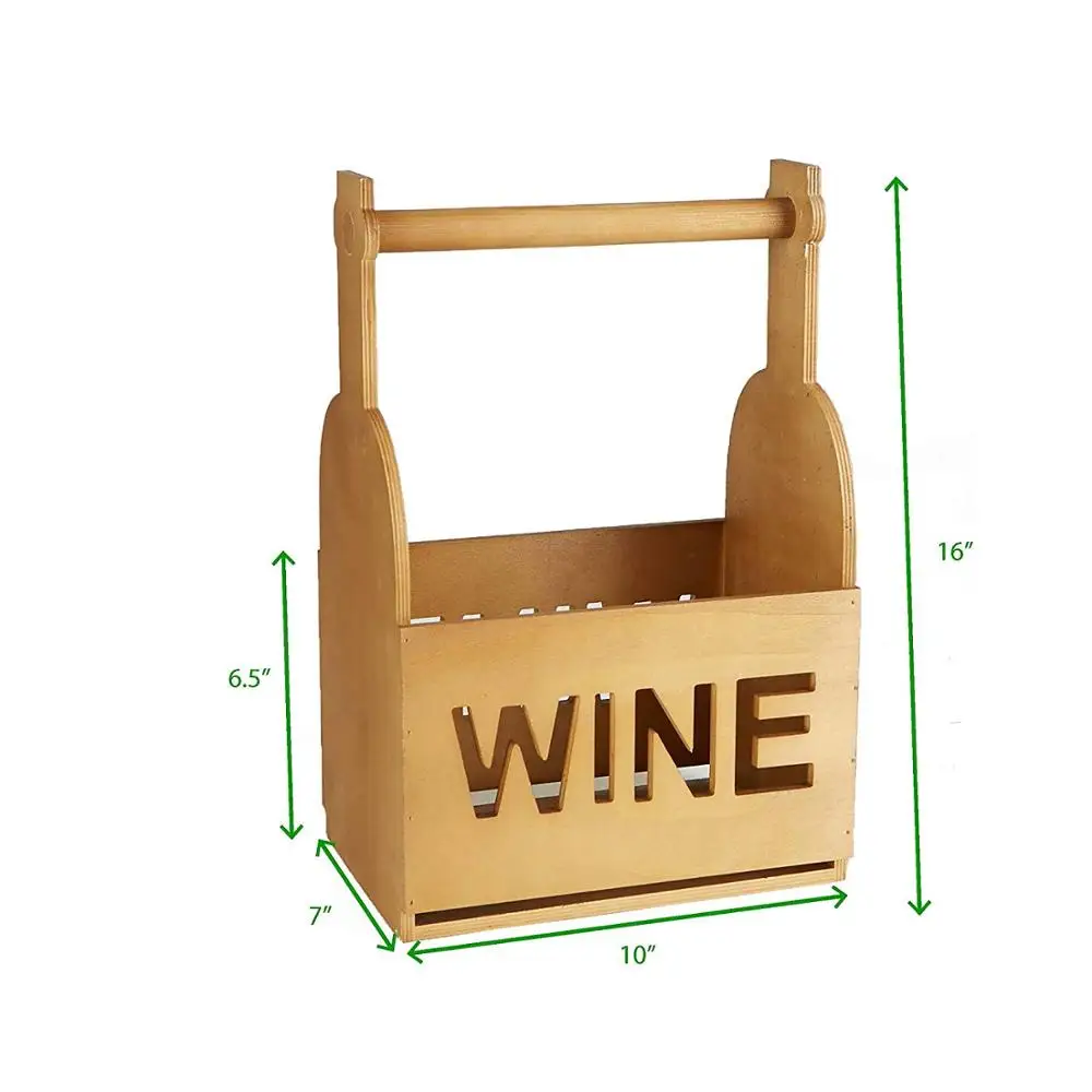 Antique Handmade 6 Bottle Wooden Beer Wine Carrier with Handle