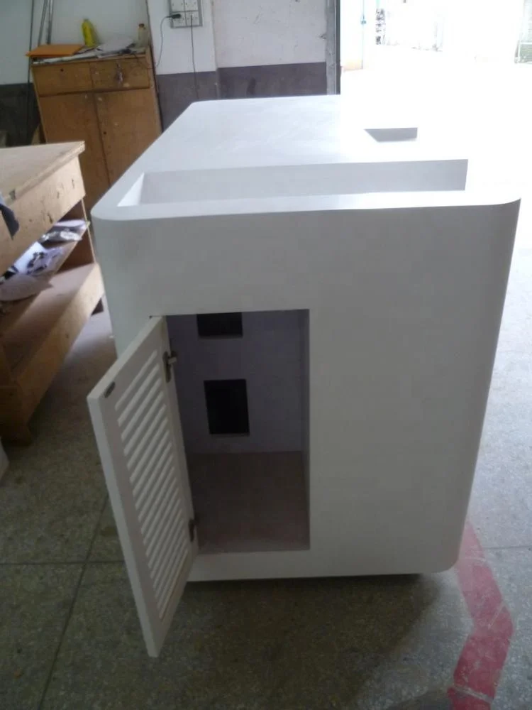 Besboke Pyramid Chinese Substitute Table Retail Shop White Corian Display Cabinet