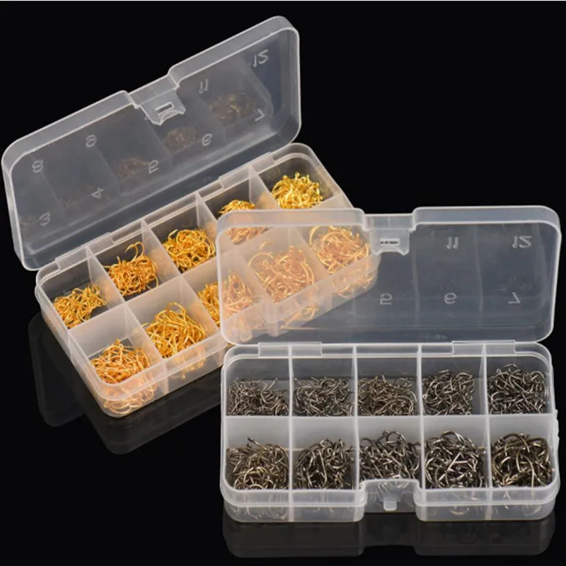 600pcs/box High Carbon Steel Fishing Hook Jig Hook Size #3-#12 With Hole Fishhooks Set Carp Fishing Tackle