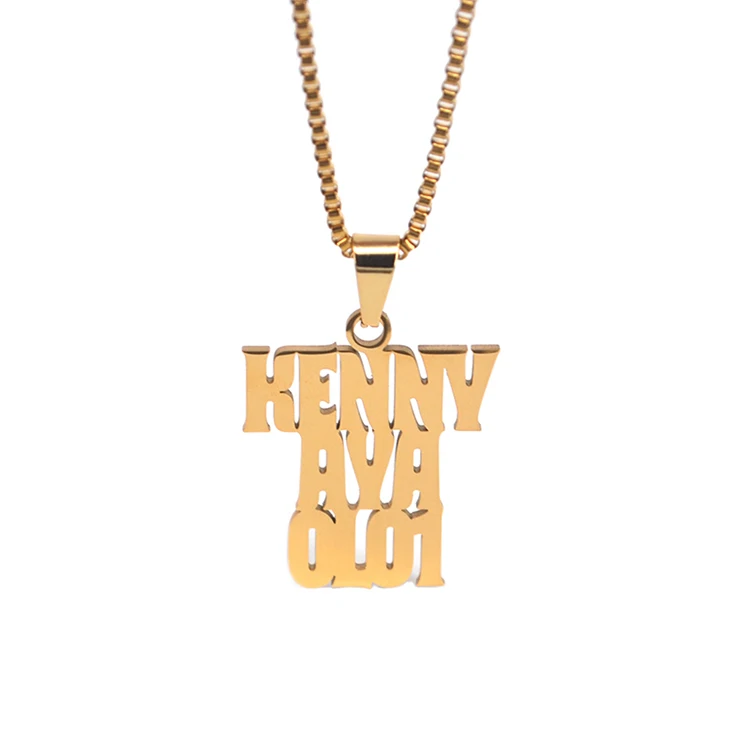 
Stainless Steel Hiphop Two Name Double Name Personalized Gold Necklace 