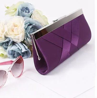2016 Hot Noble Ladies Clutch Purse Chain Handbags Women Evening Bag Purple Bride Wedding Party Purse Clutch
