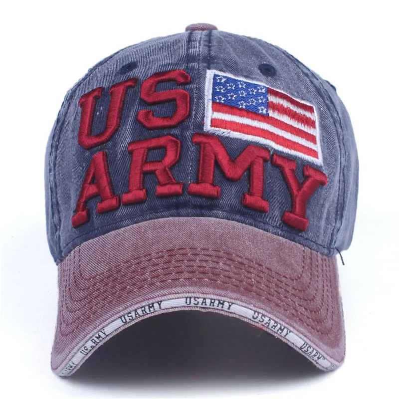 Sandwich Pre-curved Brim Hat 3D Embroidery USA Flag Logo Cotton Baseball Hat