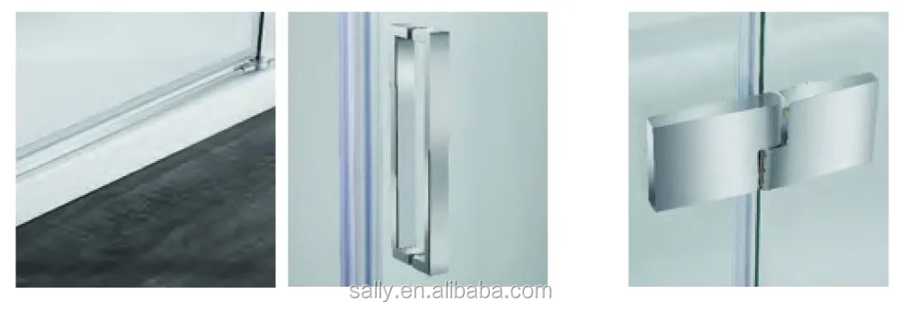 Rise and Fall Hinge Door safety tempered glass stainless steel handle shower enclosure