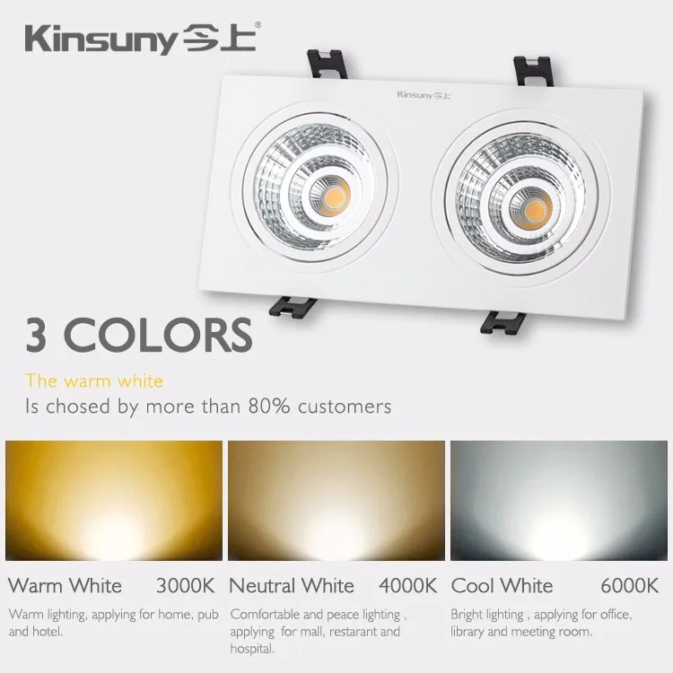 double heads square 2*7w COB led downlight