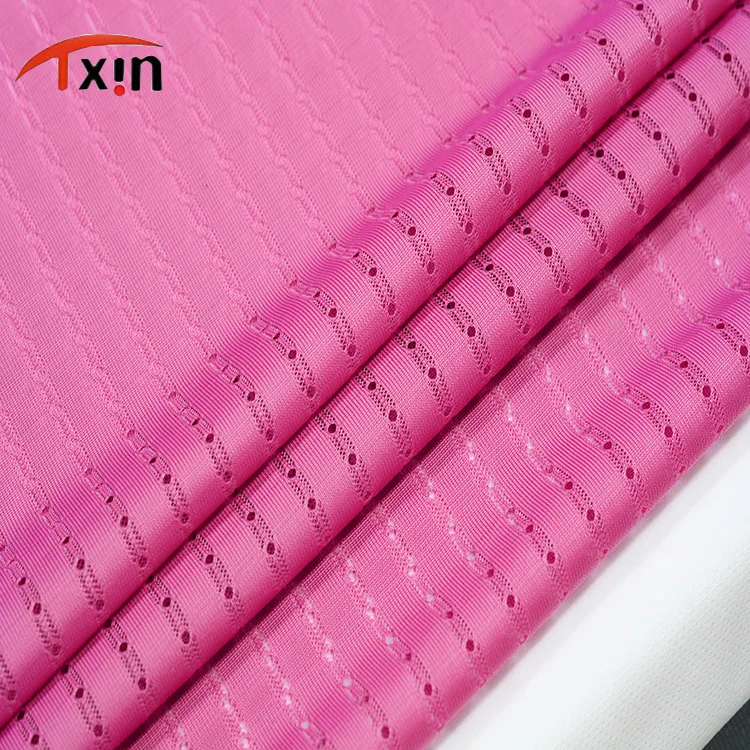 Rigid Wheat Ears Pattern Stripe Dry Fit Mesh Sportswear Fabric