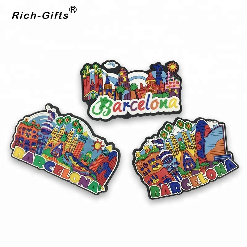 Customized Barcelona PVC Souvenir Magnets Europe