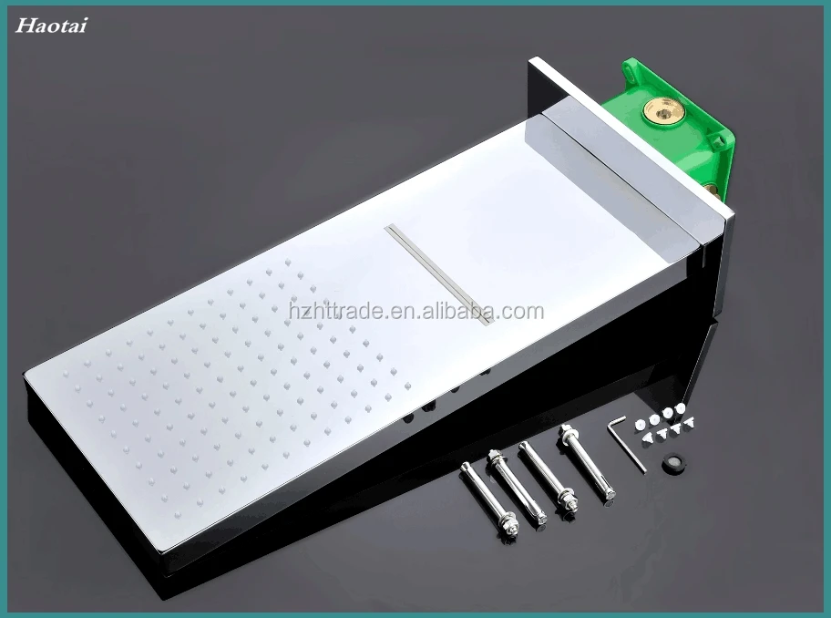 Contemporary Bathroom Thermostatic Faucet Set with Rain Shower Head Polished Stainless Steel Brass Ceiling Mounted for Hotels