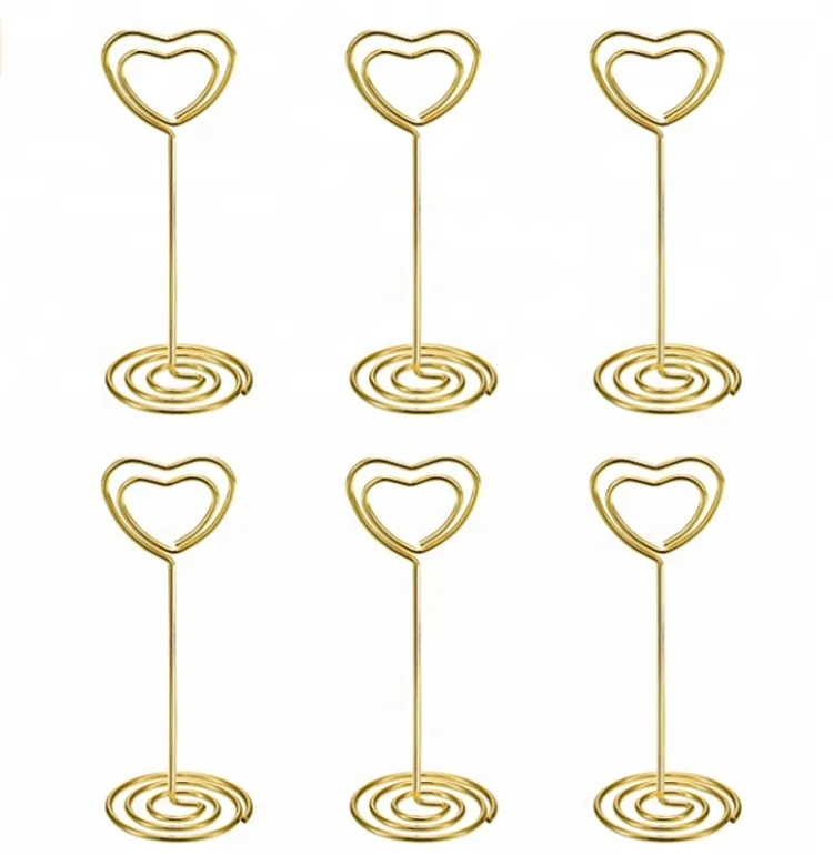 Table Number Card clip  Holders, Photo Metal Clips Holders Stand with Heart Shape
