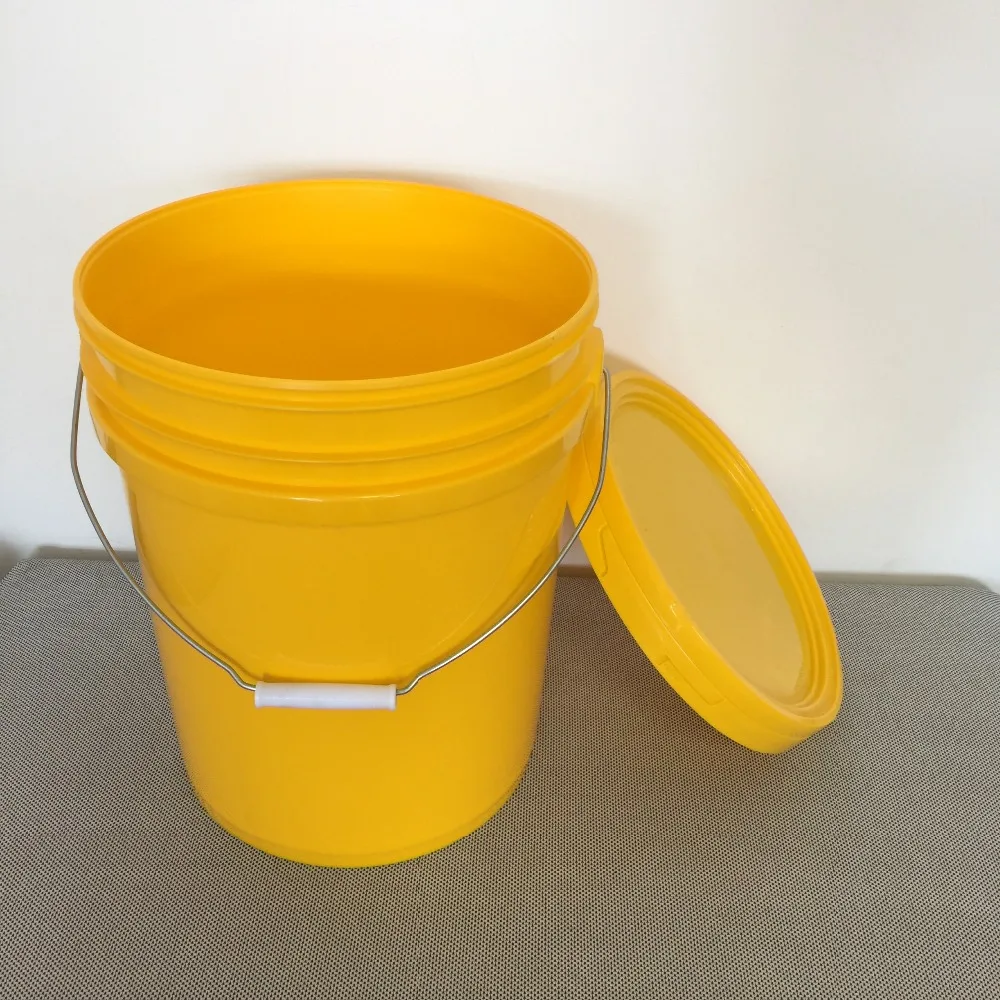 Yellow hot sale paint plastic bucket 20 liter plastic paint bucket