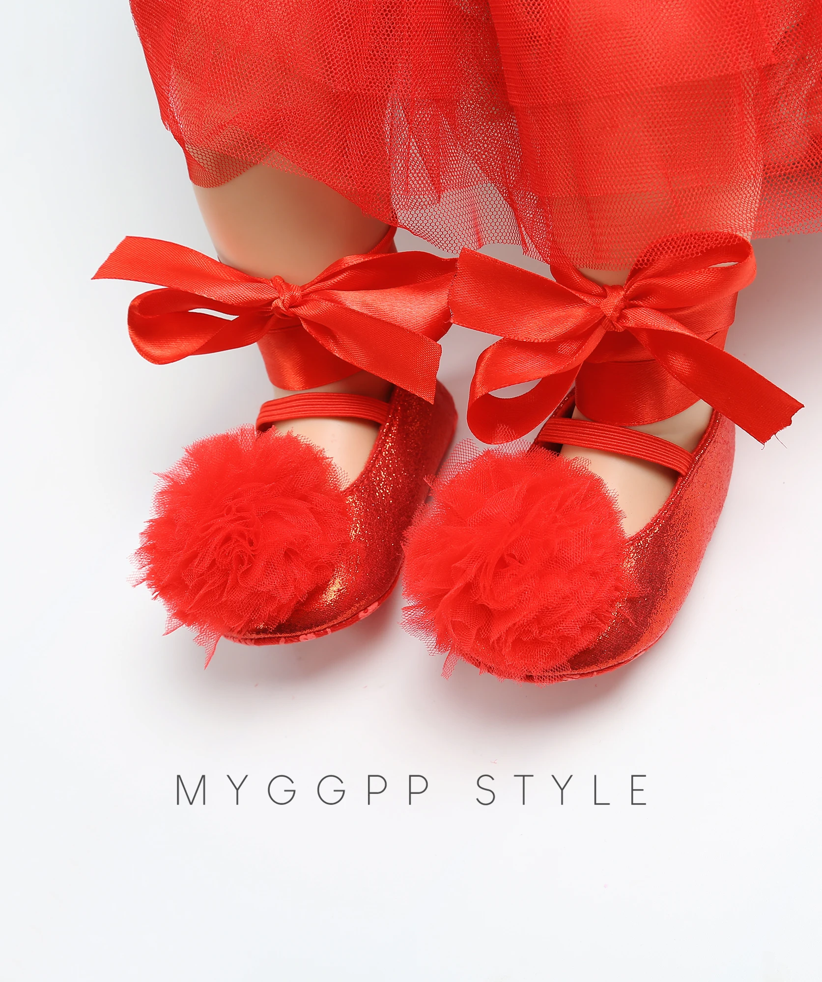 Cute PU Leather fluff ball girl princess mary jane baby shoes for girl