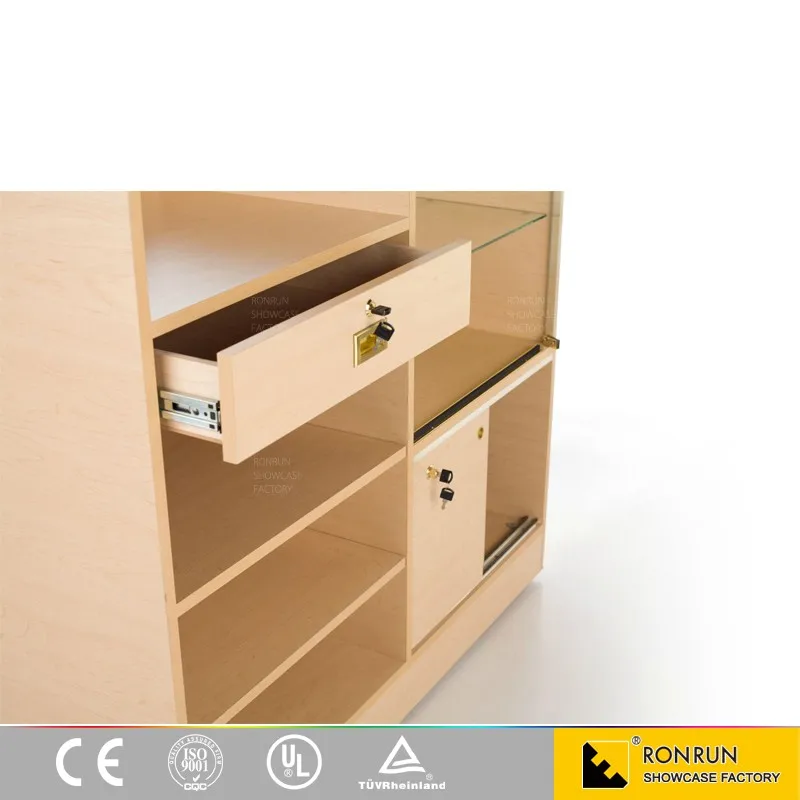 RCD0845 A pre - assembled rectangular cash wrap with a tempered glass display showcase