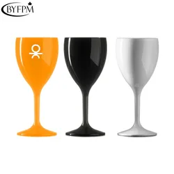 300ml Factory Customized Size Acrylic Wine Goblet Solid Color Food Grade Plastic Black Drinking Wine Glass for Sale