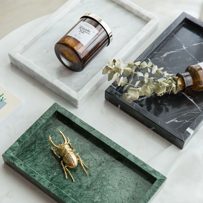 100% handmade rectangle marble jewelry/cake display serving tray for home decor and hotel